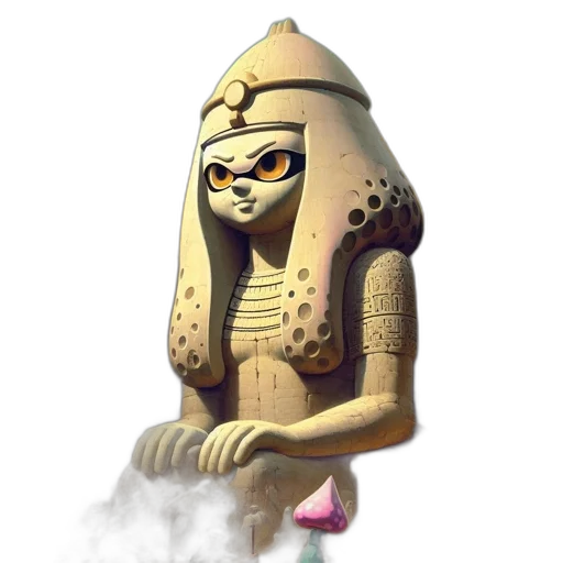 mask, robot, staff, creature, concept art, fantasy art, 3d render, pixel art transparent PNG cut-out