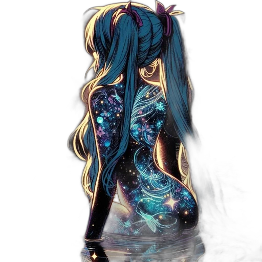 dress, anime, fantasy art, concept art, pixel art, outer space, underwater, neon lights transparent PNG cut-out