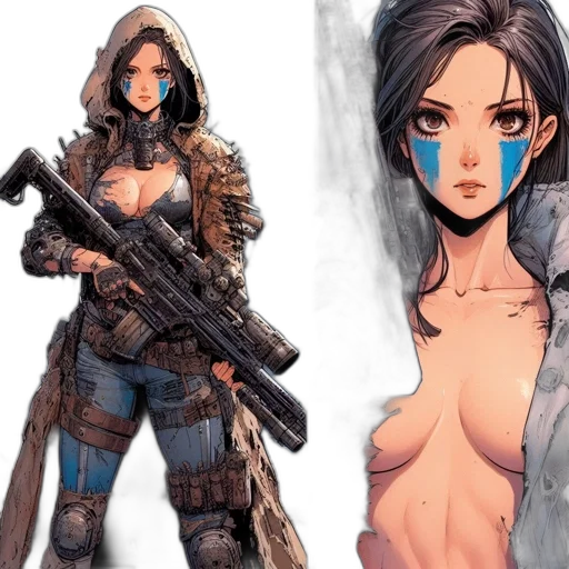weapon, concept art, comic book art, fantasy art, pixel art, blue, contrasting, panels transparent PNG cut-out