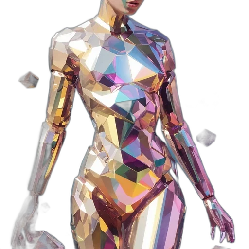 robot, dress, jewelry, cyberpunk, concept art, 3d render, vaporwave, outer space transparent PNG cut-out