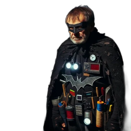 jacket, staff, mask, robot, cyberpunk, concept art, 3d render, comic book art transparent PNG cut-out