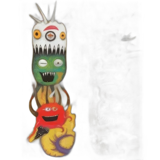 mask, creature, staff, dragon, concept art, 3d render, fantasy art, fog transparent PNG cut-out