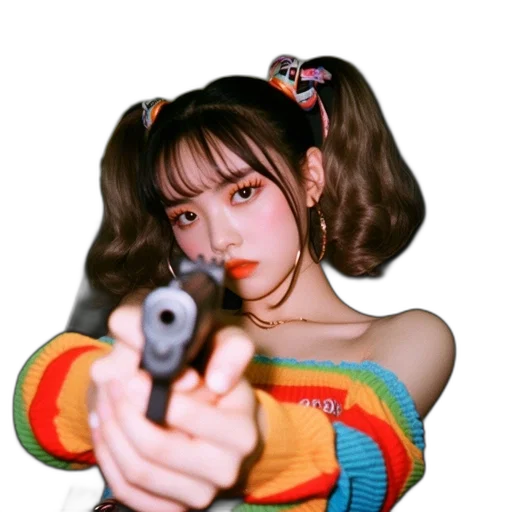 weapon, hair, animal, vaporwave, photorealistic, cyberpunk, anime, young transparent PNG cut-out