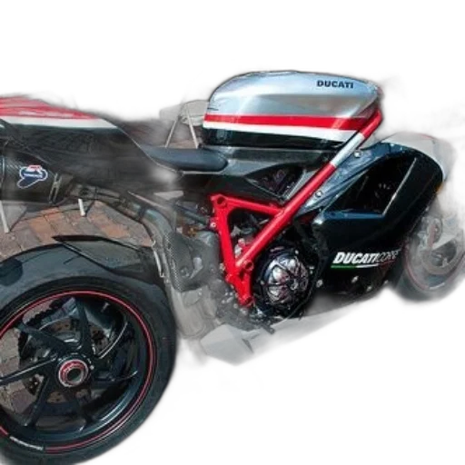 car, 3d render, photorealistic, concept art, ducati, motorcycle, red, white transparent PNG cut-out