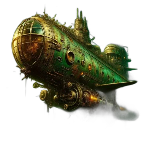 weapon, robot, dragon, concept art, fantasy art, 3d render, photorealistic, green transparent PNG cut-out