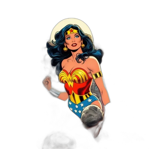 jewelry, comic book art, concept art, cartoon, wonder, woman, stands, architecturally transparent PNG cut-out