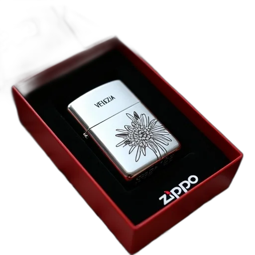 jewelry, photorealistic, 3d render, silver, lighter, floral, pattern, engraved transparent PNG cut-out
