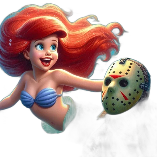 mask, concept art, fantasy art, 3d render, underwater, disney, ariel, meets transparent PNG cut-out