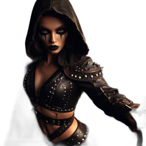 staff, mask, concept art, fantasy art, comic book art, 3d render, dark, woman transparent PNG cut-out