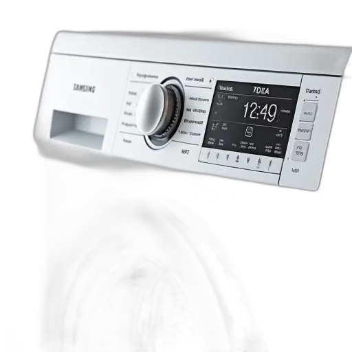 white, samsung, washing, machine, digital, display, showing, time transparent PNG cut-out