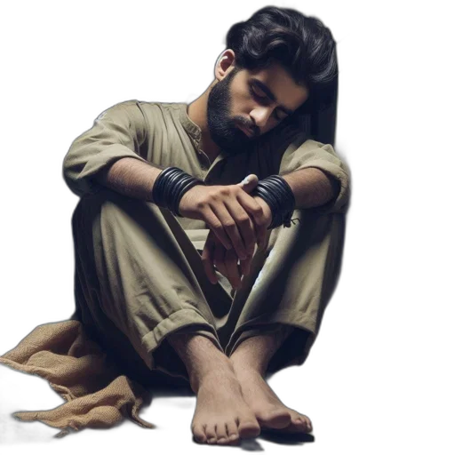 shoes, photorealistic, concept art, oil painting, earth tones, man, dark, hair transparent PNG cut-out