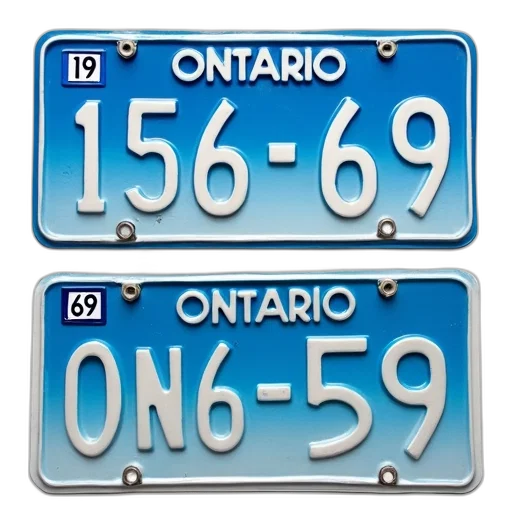 two, ontario, license, plates, displayed, side, first, plate transparent PNG cut-out