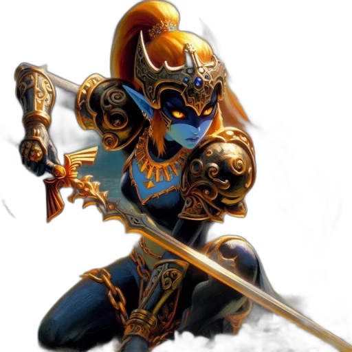 staff, sword, mask, jewelry, fantasy art, concept art, comic book art, 3d render transparent PNG cut-out
