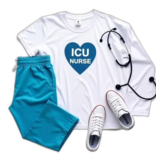 blue, monochrome, white, t-shirt, graphic, design, stethoscope, words transparent PNG cut-out