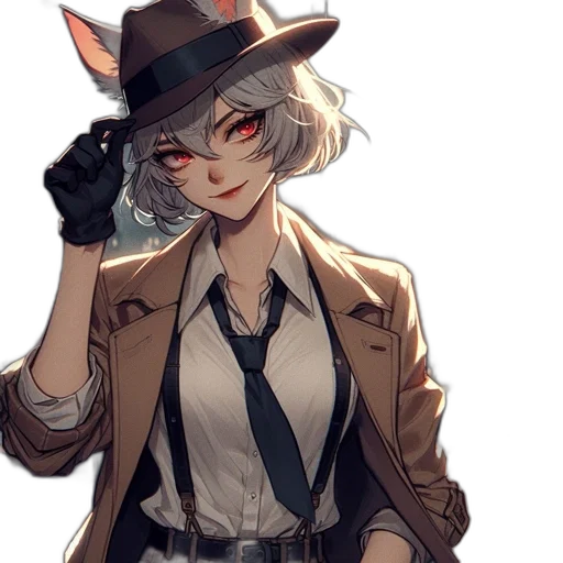 hat, staff, jacket, mask, concept art, anime, pixel art, cartoon transparent PNG cut-out