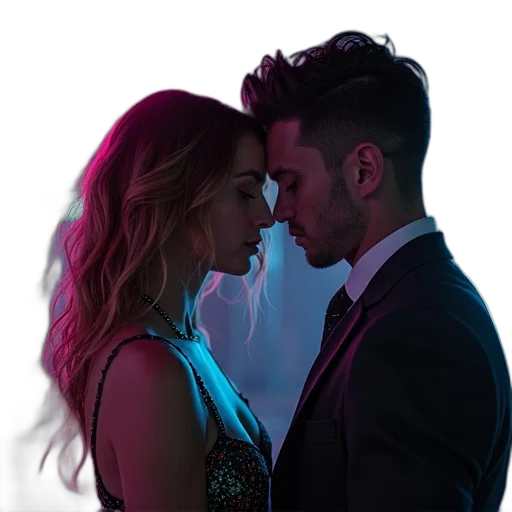 dress, jacket, umbrella, photorealistic, cyberpunk, concept art, neon lights, night transparent PNG cut-out