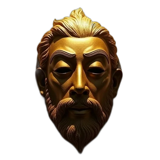 mask, face, staff, crown, fantasy art, concept art, photorealistic, 3d render transparent PNG cut-out