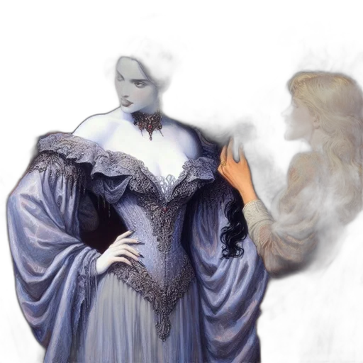 dress, mask, concept art, fantasy art, photorealistic, watercolor, fire, fog transparent PNG cut-out