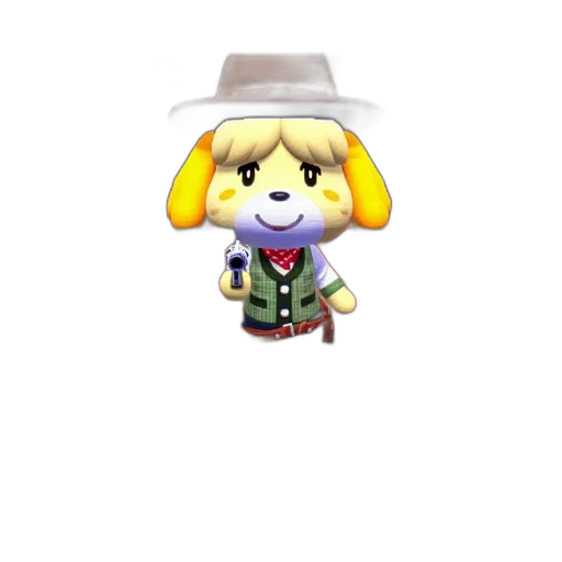 hat, staff, animal, mask, 3d render, pixel art, concept art, vaporwave transparent PNG cut-out