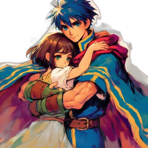 sword, watercolor, fantasy art, anime, pixel art, fire, blue, colorful transparent PNG cut-out