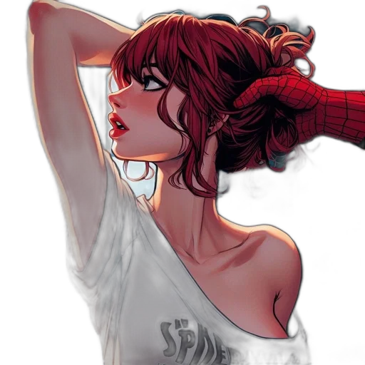 comic book art, concept art, fantasy art, pixel art, neon lights, red, young, woman transparent PNG cut-out