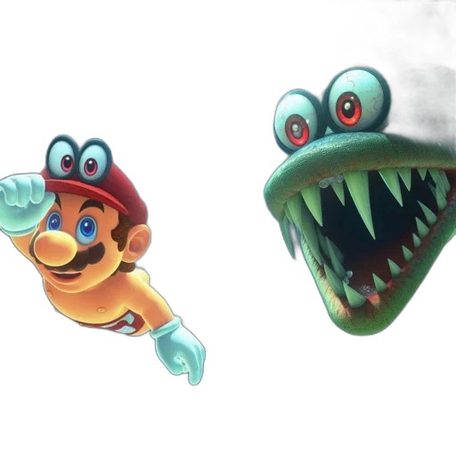 creature, mask, animal, concept art, 3d render, mario, his, iconic transparent PNG cut-out
