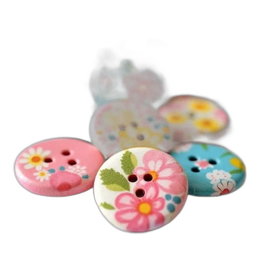 jewelry, 3d render, pastel, collection, colorful, flower-patterned, buttons, neatly transparent PNG cut-out