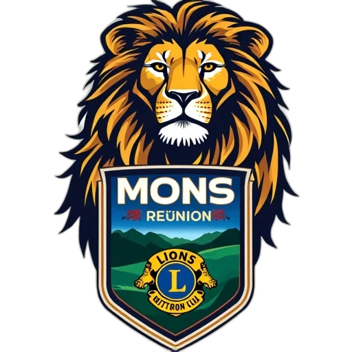 stylized, illustration, lion, head, shield, featuring, words, lions transparent PNG cut-out