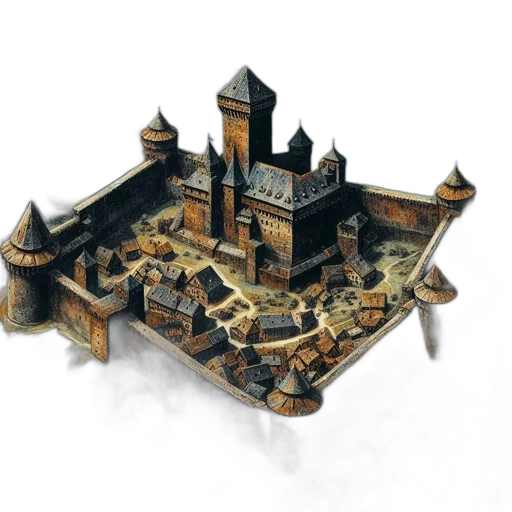 crown, building, concept art, fantasy art, 3d render, pixel art, fog, underwater transparent PNG cut-out