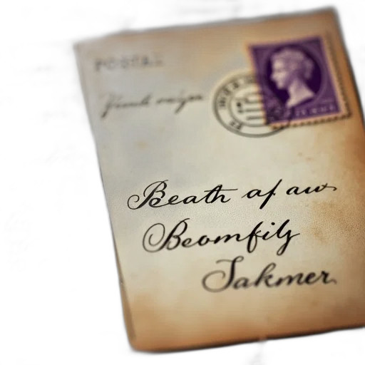 photorealistic, close-up, view, vintage, postcard, handwritten, message, back transparent PNG cut-out