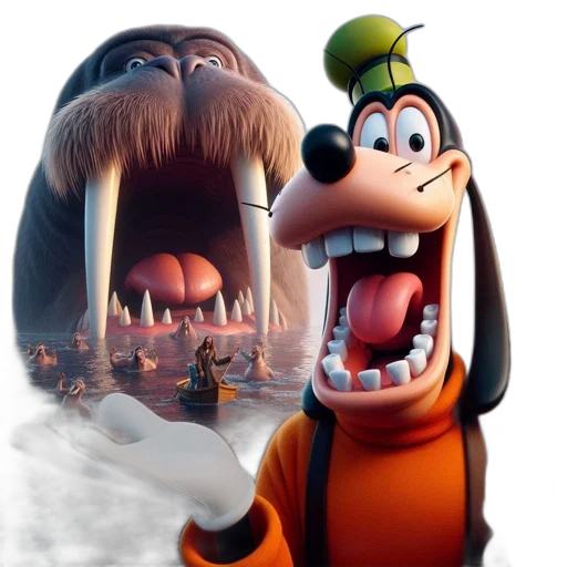 concept art, 3d render, photorealistic, two, characters, dominate, scene, large transparent PNG cut-out