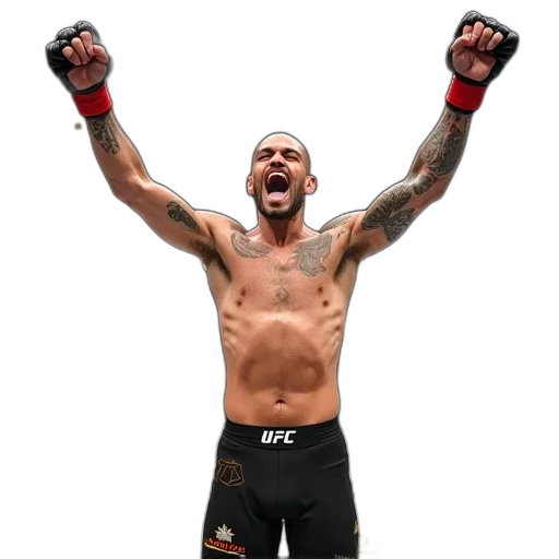 male, mixed, martial, artist, celebrating, victory, ring, his transparent PNG cut-out