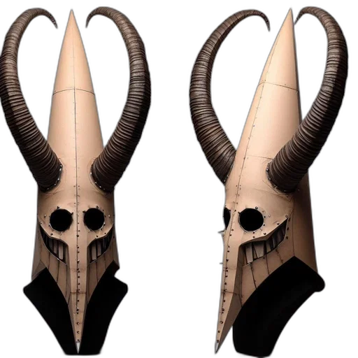 mask, hat, weapon, creature, concept art, 3d render, fantasy art, photorealistic transparent PNG cut-out
