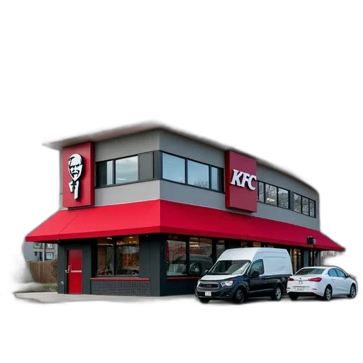 food, building, car, staff, photorealistic, 3d render, concept art, red transparent PNG cut-out
