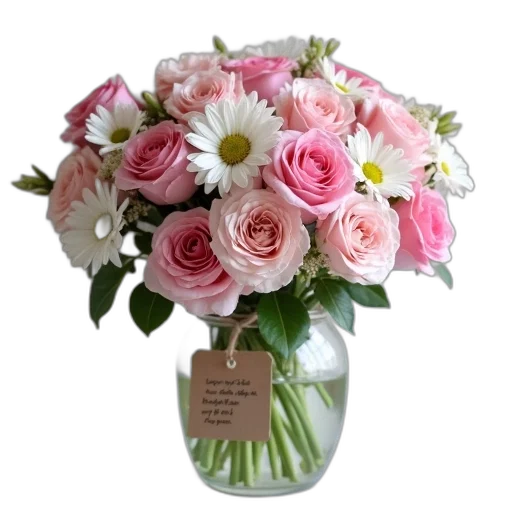 flower, bouquet, flowers, mix, pink, white, blooms, including transparent PNG cut-out