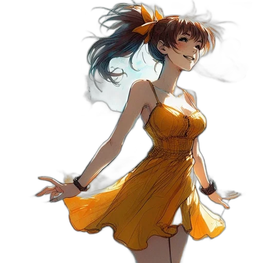 dress, anime, concept art, fantasy art, pixel art, golden, colorful, earth tones transparent PNG cut-out