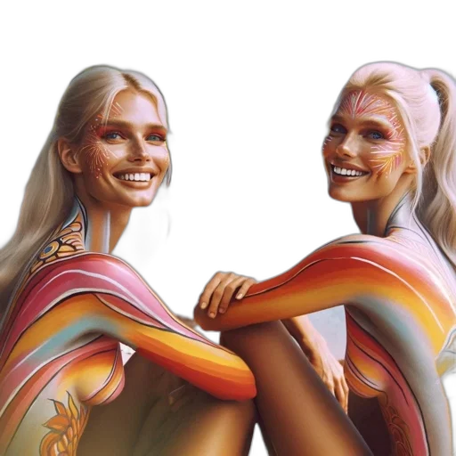 jewelry, hair, concept art, photorealistic, fantasy art, 3d render, two, women transparent PNG cut-out