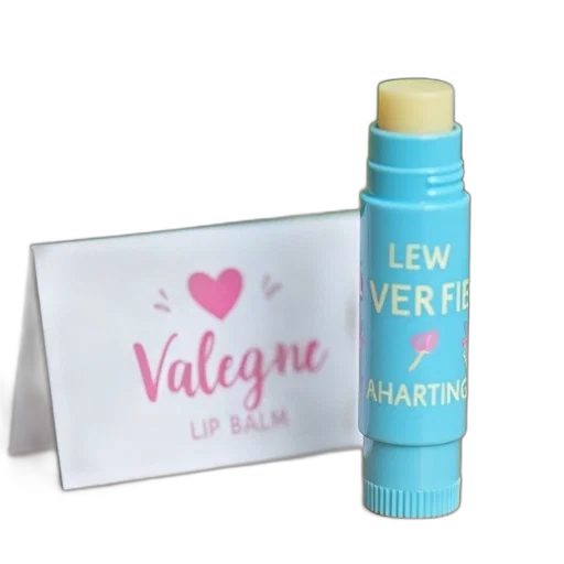 pastel, blue, tube, lip, balm, white, label, placed transparent PNG cut-out