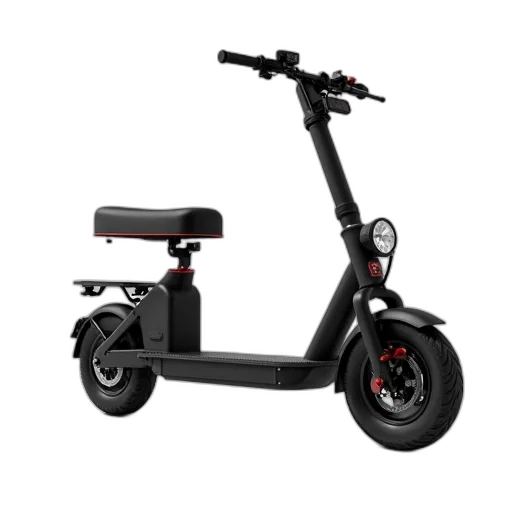 3d render, sleek, black, electric, scooter, modern, design, featuring transparent PNG cut-out