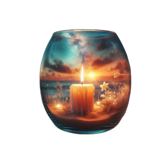 bottle, fantasy art, photorealistic, 3d render, concept art, sunset, fire, outer space transparent PNG cut-out