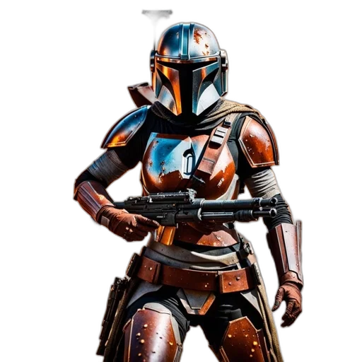 robot, sword, weapon, concept art, 3d render, fantasy art, mandalorian, armor transparent PNG cut-out