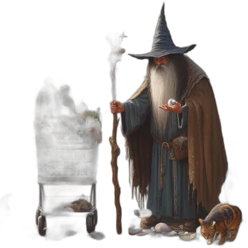 staff, hat, concept art, fantasy art, pixel art, 3d render, fog, fire transparent PNG cut-out