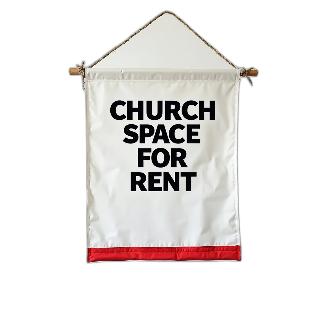 3d render, white, sign, black, text, reads, church, space transparent PNG cut-out