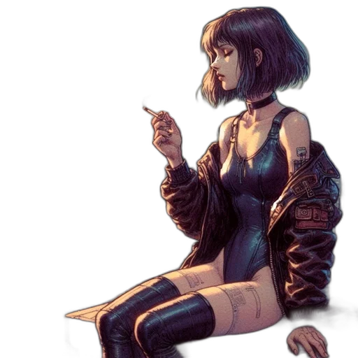 jacket, weapon, dress, concept art transparent PNG cut-out