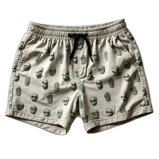 green, pair, white, shorts, pattern, dollar, bills, skulls transparent PNG cut-out