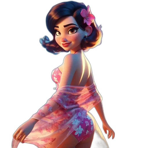 dress, concept art, cartoon, 3d render, fantasy art, pastel, animated, female transparent PNG cut-out