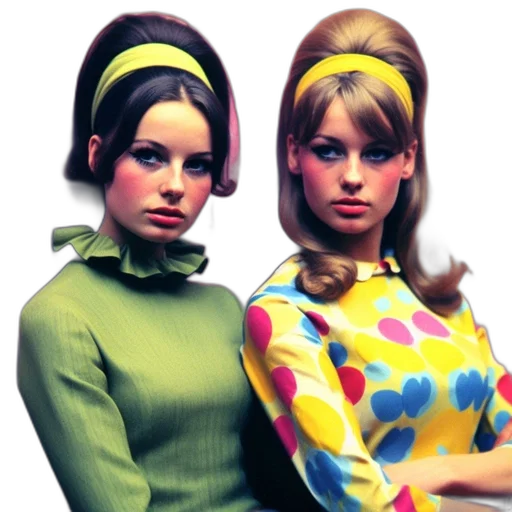 photorealistic, 3d render, two, women, stand, together, sporting, 1960s transparent PNG cut-out