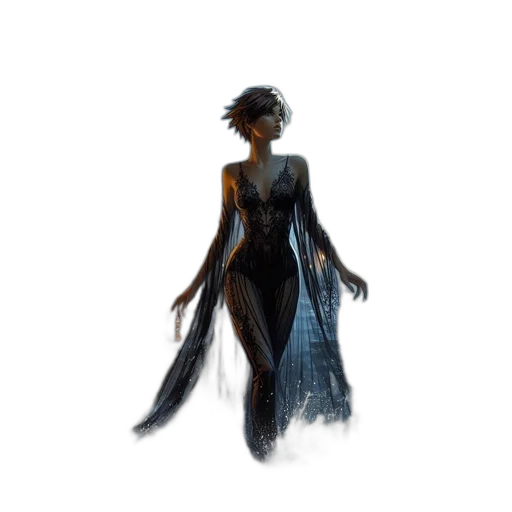 dress, creature, staff, crown, concept art, fantasy art, watercolor, comic book art transparent PNG cut-out