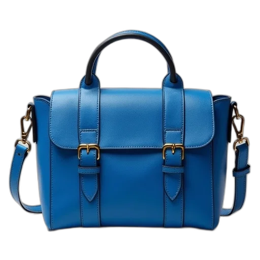 blue, leather, crossbody, bag transparent PNG cut-out