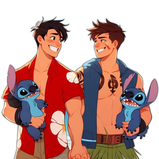 cartoon, concept art, comic book art, anime, two, animated, males, stand transparent PNG cut-out